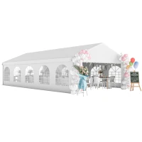 Outsunny 16'x32' Heavy Duty Large Party Tent & Carport with Removable Sidewalls, Portable Garage Canopy Tent, White(m-9)