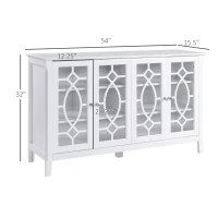 HOMCOM Sideboard Buffet Cabinet, Kitchen Storage Cabinet, Glass Door Accent Cabinet with Adjustable Shelves, White(m-3)