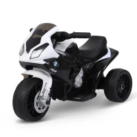 Aosom Kids Motorcycle, 6V Battery Powered Toddler Motorcycle with Headlight, Music, 3 Wheels Electric Motorcycle for Kids, Licensed BMW, Gift for Boys & Girls -Black(m-2)