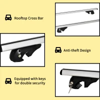 HOMCOM 2pc Roof Rack Car Roof Top Lockable Aluminum Cross Bars Adjustable Baggage Luggage Carrier, Silver (53")(m-7)