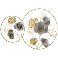 HOMCOM 3D Metal Wall Art Modern Ginkgo Leaves Hanging Wall Sculptures Home Decor for Living Room Bedroom Dining Room, 40" x 26", Gold(m-11)