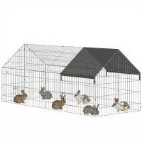 PawHut Metal Chicken Coop with Cover for Backyard Small Animals Duck Rabbit, 71" x 29.5" x 29.5", Black(m-11)