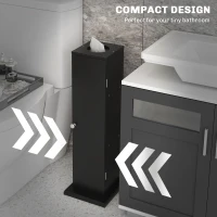 HOMCOM Small Toilet Paper Cabinet, Bathroom Corner Cabinet with Doors and Shelves for Paper Shampoo, Black(m-4)
