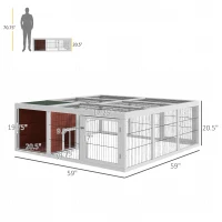 PawHut 59" Wooden Outdoor Rabbit Hutch Playpen Tortoise House Habitat with Run and Enclosed Cover(m-3)