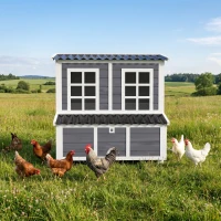 PawHut Wooden Chicken Coop with Nesting Box, Pull-Out Tray, Waterproof Roof, 39" Chicken House for 2-4 Chickens, Rabbits(m-8)