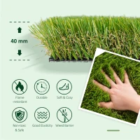 Outsunny 13' x 3.3' Synthetic Artificial Grass Turf Realistic Fake Thick Grass with UV Protection & Drain Holes, Outdoor Easy to Clean Lawn Pet Turf with High Density, 1.6'' Height(m-4)