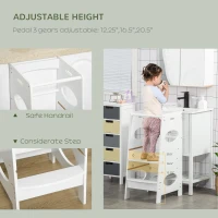 HOMCOM Kids Kitchen Stool with Adjustable Height, Counter Step Stool for Toddlers for Kids, White(m-4)