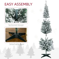 HOMCOM 6ft Pencil Christmas Tree, Slim Artificial Christmas Tree with Realistic Branches and Warm White LED Lights, Green(m-7)