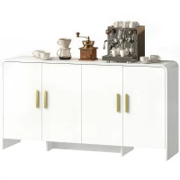 HOMCOM 60" Sideboard Buffet Cabinet with Soft Close Doors, TV Stand for TVs up to 72 Inch, White Wood Grain(m-2)
