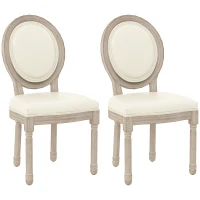 HOMCOM Dining Chairs Set of 2, French Vintage Style Kitchen Chairs with PU Leather Upholstery and Wooden Legs for Dining Room(m-9)