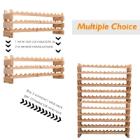 HOMCOM Stackable Wine Rack, Modular Storage Shelves, 72-Bottle Holder, Freestanding Display Rack for Kitchen, Pantry, Cellar, Natural(m-8)