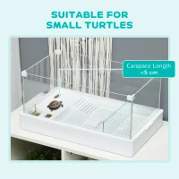 PawHut Glass Turtle Tank, Turtle Aquarium with Basking Platform and Filter Layer Design, Full View Visually Reptile Habitat, Easy to Clean and Change Water, Multi Functional Area(m-8)