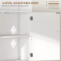 HOMCOM Over The Toilet Storage Shelf, Freestanding 4-Tier Bathroom Organizer with Adjustable Shelf and 2 Doors, White(m-6)