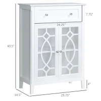 HOMCOM Sideboard Buffet Cabinet, Kitchen Storage Cabinet, Accent Cabinet with Drawer, Double Glass Doors and Adjustable Shelves for Living Room, Entryway, White(m-3)
