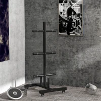 Soozier 2 Inch Weight Plate Rack, Plate Rack Holder For Olympic Weight Plates and Bars, with 4 Transport Wheels and 6 Fasten Clamps, 440 lbs. Capacity, Black(m-2)