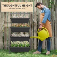 Outsunny 4-Tier Vertical Raised Garden Planter with 4 Boxes, Outdoor Plant Stand Grow Container for Vegetable & Flowers, Black(m-5)