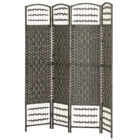 HOMCOM 4 Panel Room Divider, Folding Screen, 5.6', Dark Gray(m-1)