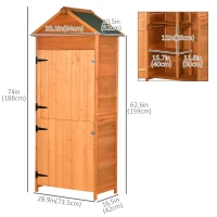 Outsunny Wood Garden Shed Outdoor Tool Storage Cabinet Hutch Lockable Unit with Double Door and 3 Tire Storage Shelves(m-3)
