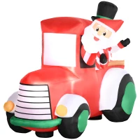 Outsunny 5ft Christmas Inflatables Outdoor Decorations Santa Claus Driving a Car with Snowman, Blow-Up LED Yard Christmas Decor for Party, Garden, Lawn, Holiday(m-16)