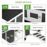 PawHut Wooden Chicken Coop with Nesting Box for 6 Chickens, Dark Gray(m-7)