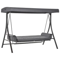 Outsunny 3 Person Patio Swing Chair Bed, Converting Flatbed, Outdoor Porch Swing Bed Glider with Adjustable Canopy, Removable Cushions, Pillows, for Garden, Poolside, Backyard, Dark Gray(m-11)
