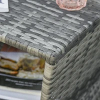 Outsunny Outdoor Side Table with Umbrella Hole, 2 Tier Rattan Wicker End Table with Storage Shelf, All Weather(m-9)