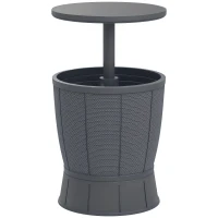 Outsunny 11 Gallon Patio Cooler Side Table, Outdoor Cooler Bar Table with Height Adjustable Top, Drainage Plug, Grey(m-9)