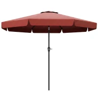 Outsunny 8.5 ft Outdoor Market Table Umbrella, Round Patio Umbrella with Tilt and Crank for Garden, Backyard, Deck, Wine Red(m-2)