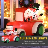 Outsunny 5ft Christmas Inflatables Outdoor Decorations Santa Claus Driving a Car with Snowman, Blow-Up LED Yard Christmas Decor for Party, Garden, Lawn, Holiday(m-5)