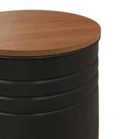 HOMCOM Round Storage Ottoman Set of 2, Nesting Ottomans with Wooden Lid, Metal Frame and Hidden Storage Space for Bedroom(m-9)