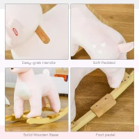 Qaba Kids Plush Ride-On Rocking Horse Deer-shaped Plush Toy Rocker with Realistic Sounds for Child 36-72 Months Pink(m-7)