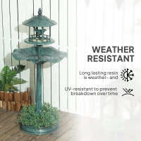 Outsunny 3 in 1 Garden Bird Bath Bowl Pedestal with Bird Feeder, Large Water Basin, Underneath Flower Planter, Green(m-6)