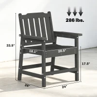 Outsunny 2 Piece All-Weather Patio Chairs, HDPE Patio Dining Chair Set, Heavy Duty Wood-Like Outdoor Furniture, Gray(m-3)