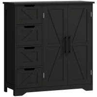 HOMCOM Bathroom Floor Cabinet, Farmhouse Bathroom Storage Cabinet with Adjustable Shelf, Black(m-9)