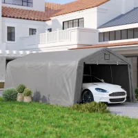 Outsunny Carport 12' x 20' Portable Garage, Heavy Duty Car Port Canopy with Ventilation Windows and Large Roll-up Door, Gray(m-2)