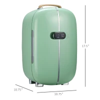 HOMCOM Portable Skincare Fridge with LED Display, Small Refrigerator Cooler, 12L Mini Fridge for Makeup and Cosmetics, Green(m-3)