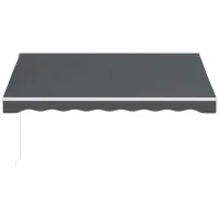 Outsunny 10' x 8' Electric Awning, Retractable Awning Sun Shade Shelter with Remote Controller, Manual Crank Handle and Aluminum Frame, for Deck, Balcony, Yard, Grey(m-9)