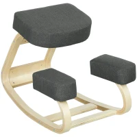 HOMCOM Ergonomic Kneeling Chair, Wood Kneel Stool with Thick Pads, Desk Knee Chair, Improve Posture, Dark Grey(m-9)