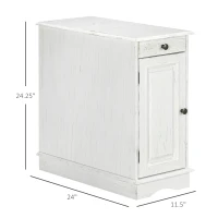 HOMCOM Flip Top End Side Table with Storage Drawer and Cabinet, 11.5" x 24" x 24.25", White(m-3)