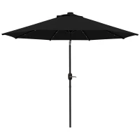 Outsunny 9ft Solar Patio Umbrella Outdoor Sunshade 24 LED Lights Tilt Canopy Black(m-2)