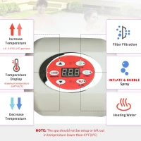 Outsunny 4-6 Person Inflatable Portable Hot Tub Outdoor Round Heated Spa with 130 Jets, Cover, Filter Cartridges, Grey(m-4)