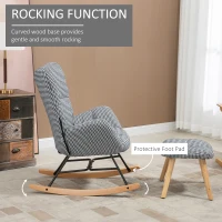 HOMCOM Glider Rocker with Ottoman Set, Houndstooth Nursery Rocking Chair, Upholstered Wingback Armchair for Living Room and Bedroom(m-4)