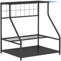 Outsunny 3-Tier Yard Tool Storage Rack, Garden Tool Organizer with Hooks for Long-Handled, Broom, Shovel, Blue(m-11)