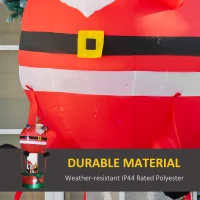 Outsunny 8ft Christmas Inflatables Outdoor Decorations Santa Claus Hot Air Balloon with Penguin, Blow-Up LED Yard Christmas Decor for Lawn Garden Party(m-5)