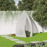 Outsunny 55" x 55" x 71" PE Greenhouse, Portable Tomato Hot House for Plants with Zippered Door for Outdoor Garden, or Patio, White(m-2)