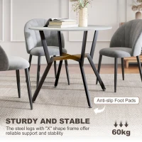 HOMCOM 35" Round Dining Table, Modern Dining Room Table with Steel Frame, Space Saving Small Kitchen Table, Grey(m-5)