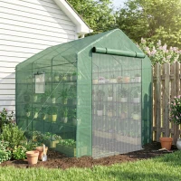 Outsunny 8' x 6' x 7' Temporary Greenhouse for Growing Flowers with Mesh Door & Windows Green(m-10)