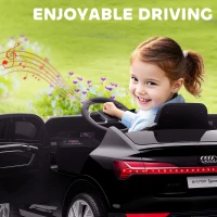 Aosom 12V Kids Electric Ride On Car, Audi E-tron, Battery Powered Toy with Parent Remote Control, Suspension System, Auxiliary Wheels, LED Lights, Music and Horn,  MP3 Player, Black(m-7)