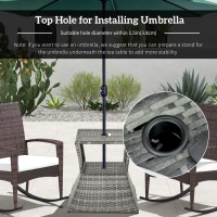 Outsunny Outdoor Side Table with Umbrella Hole, 2 Tier Rattan Wicker End Table with Storage Shelf, All Weather(m-5)
