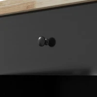 HOMCOM Farmhouse Rolling Island with Wheels for Kitchen, Wood Breakfast Bar Kitchen Island on Rollers, Drawer and Doors, Black(m-8)